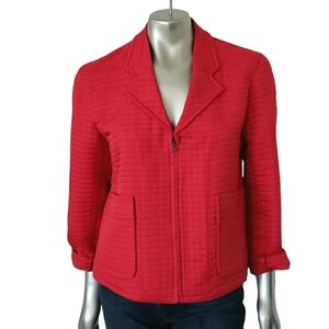 Harve Benard Red Quilted‎ Zip Front Jacket Sz 12 ☆Like New☆